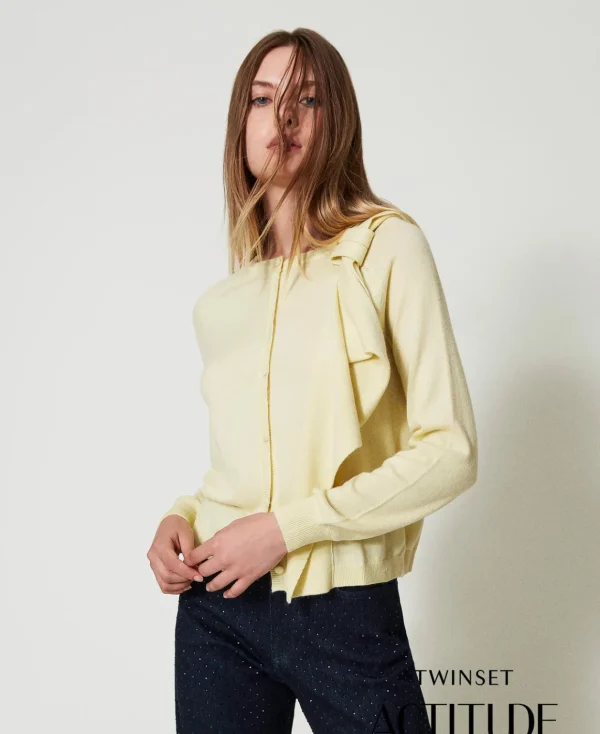 TWINSET Milano Cardigan In Misto Lana Con Maxi Fiocco | Maglie E Cardigan