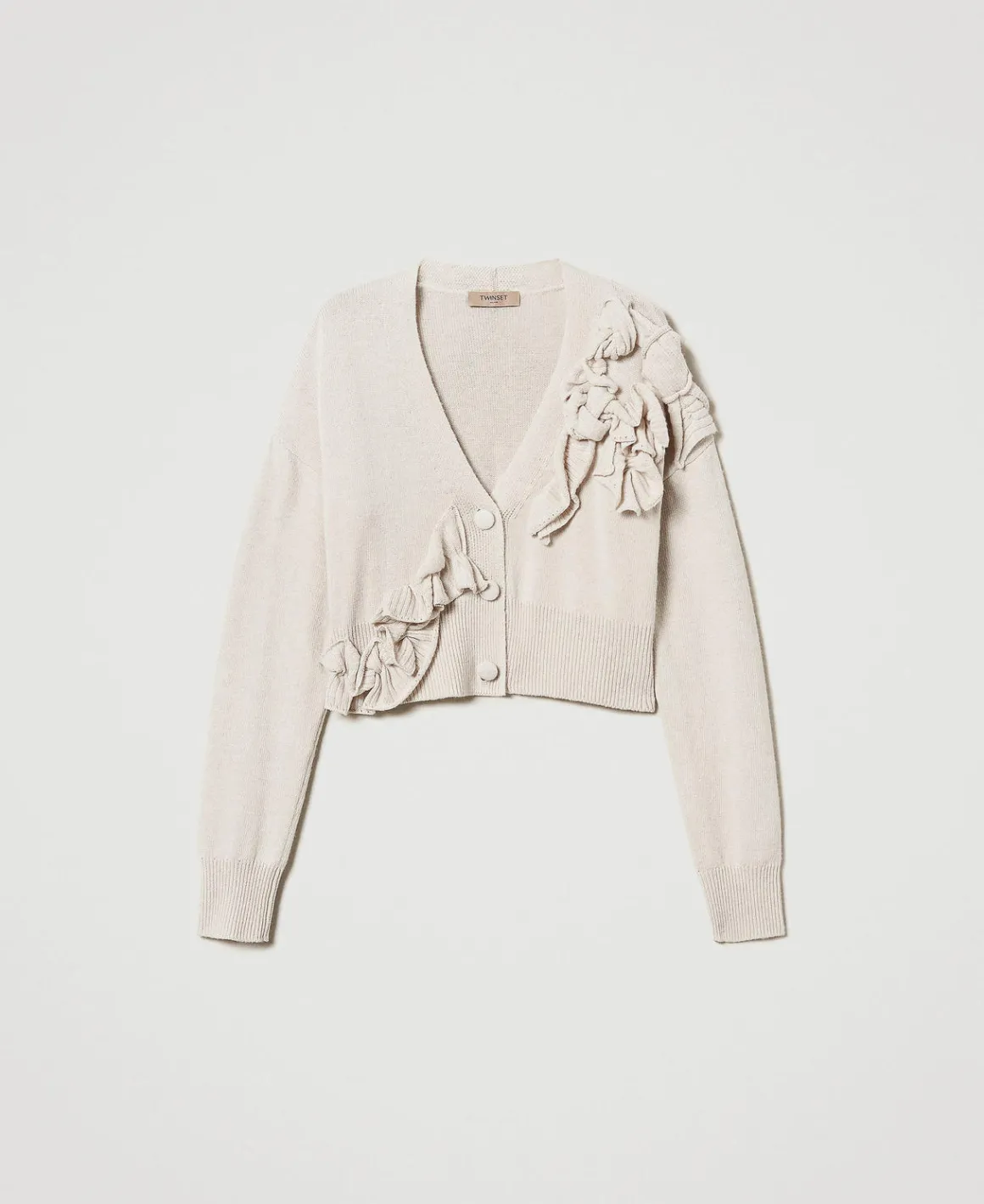 TWINSET Milano Cardigan In Misto Lana Con Volant | Maglie E Cardigan