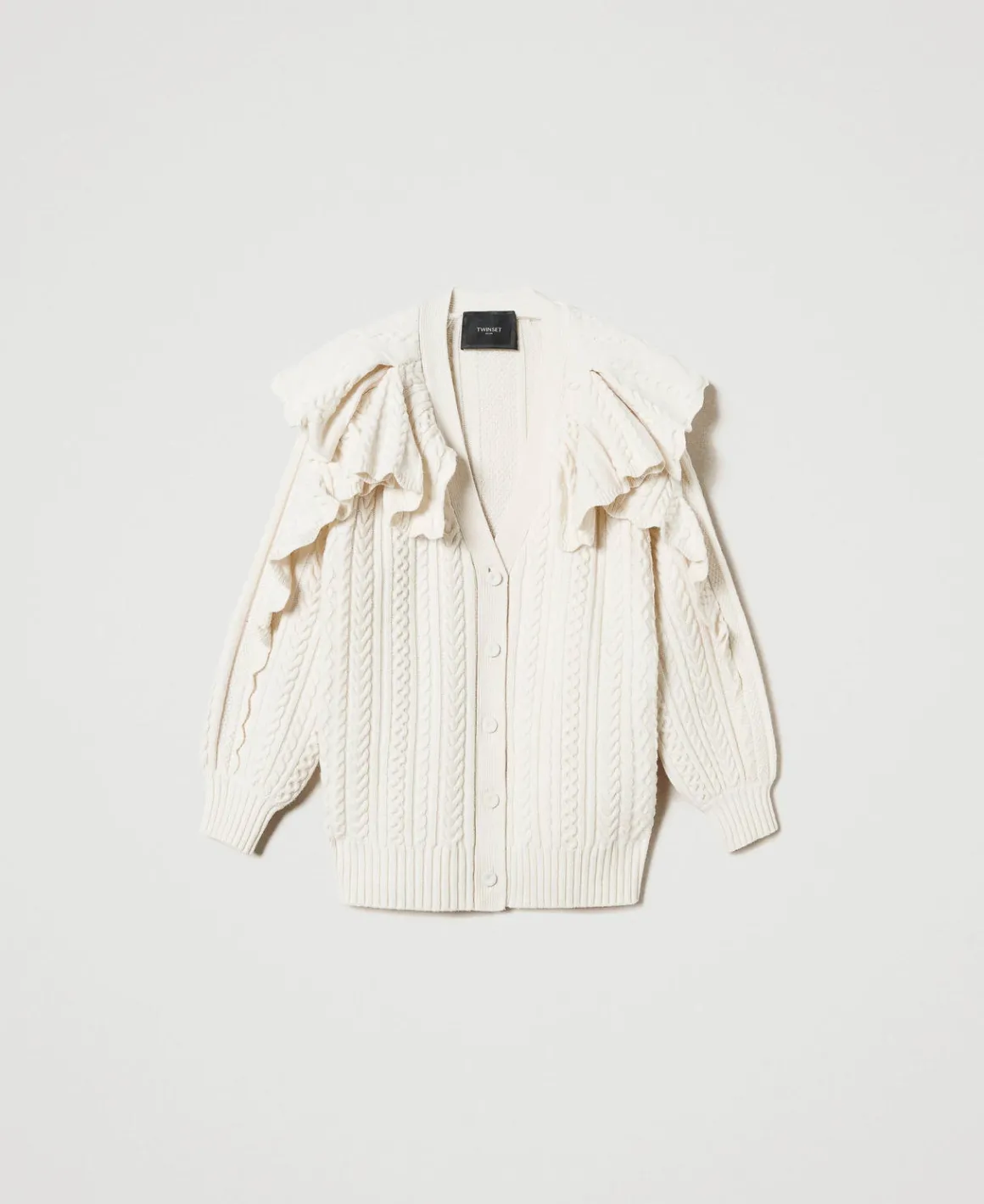 TWINSET Milano Cardigan In Misto Lana Con Volant | Maglie E Cardigan