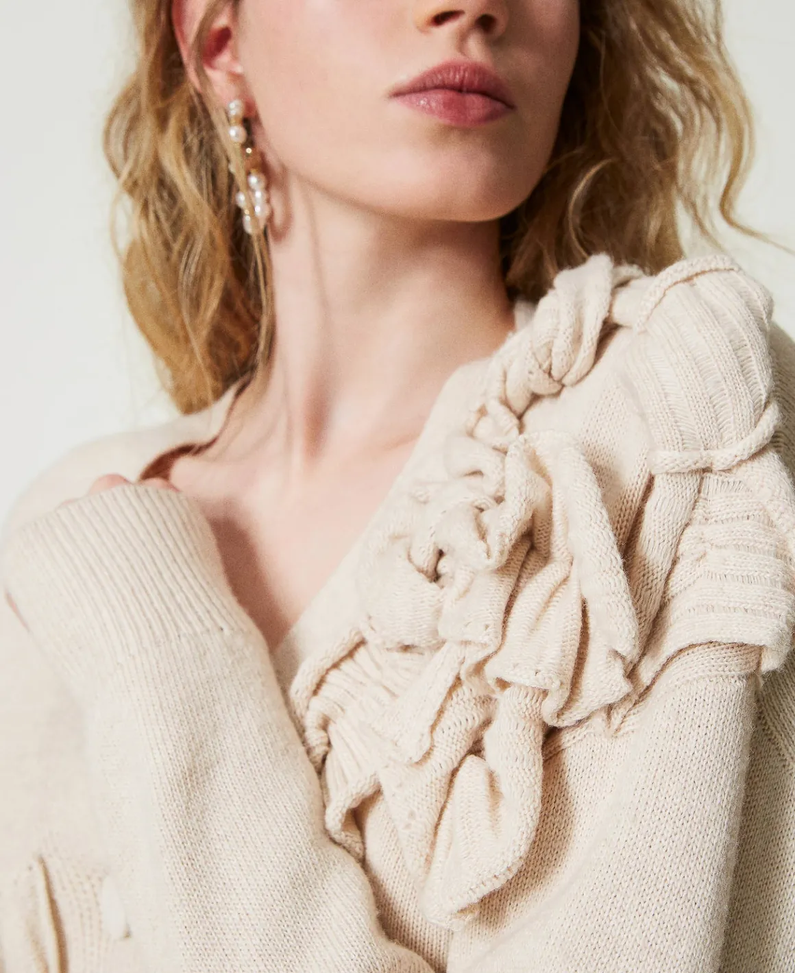 TWINSET Milano Cardigan In Misto Lana Con Volant | Maglie E Cardigan