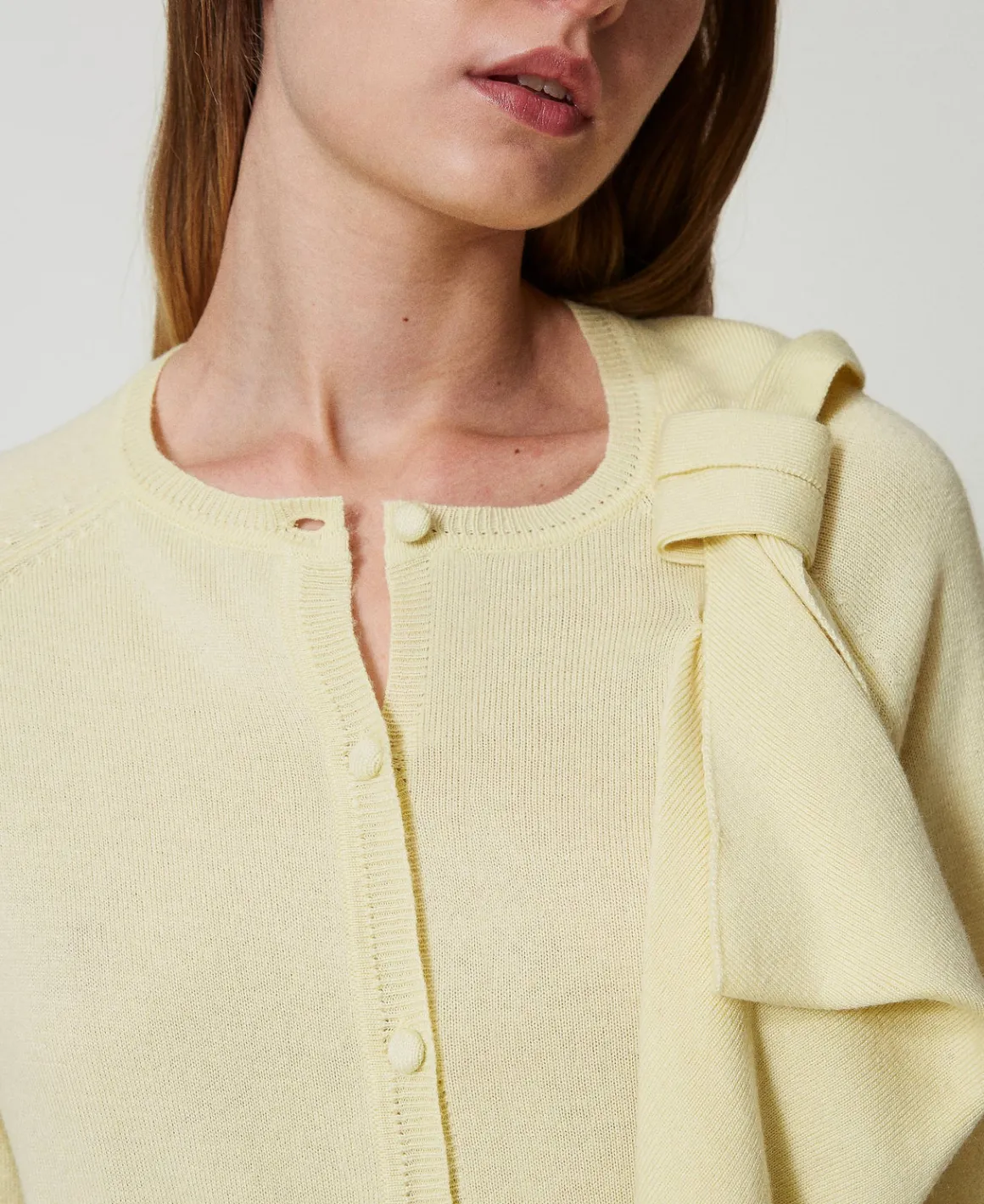 TWINSET Milano Cardigan In Misto Lana Con Maxi Fiocco | Maglie E Cardigan