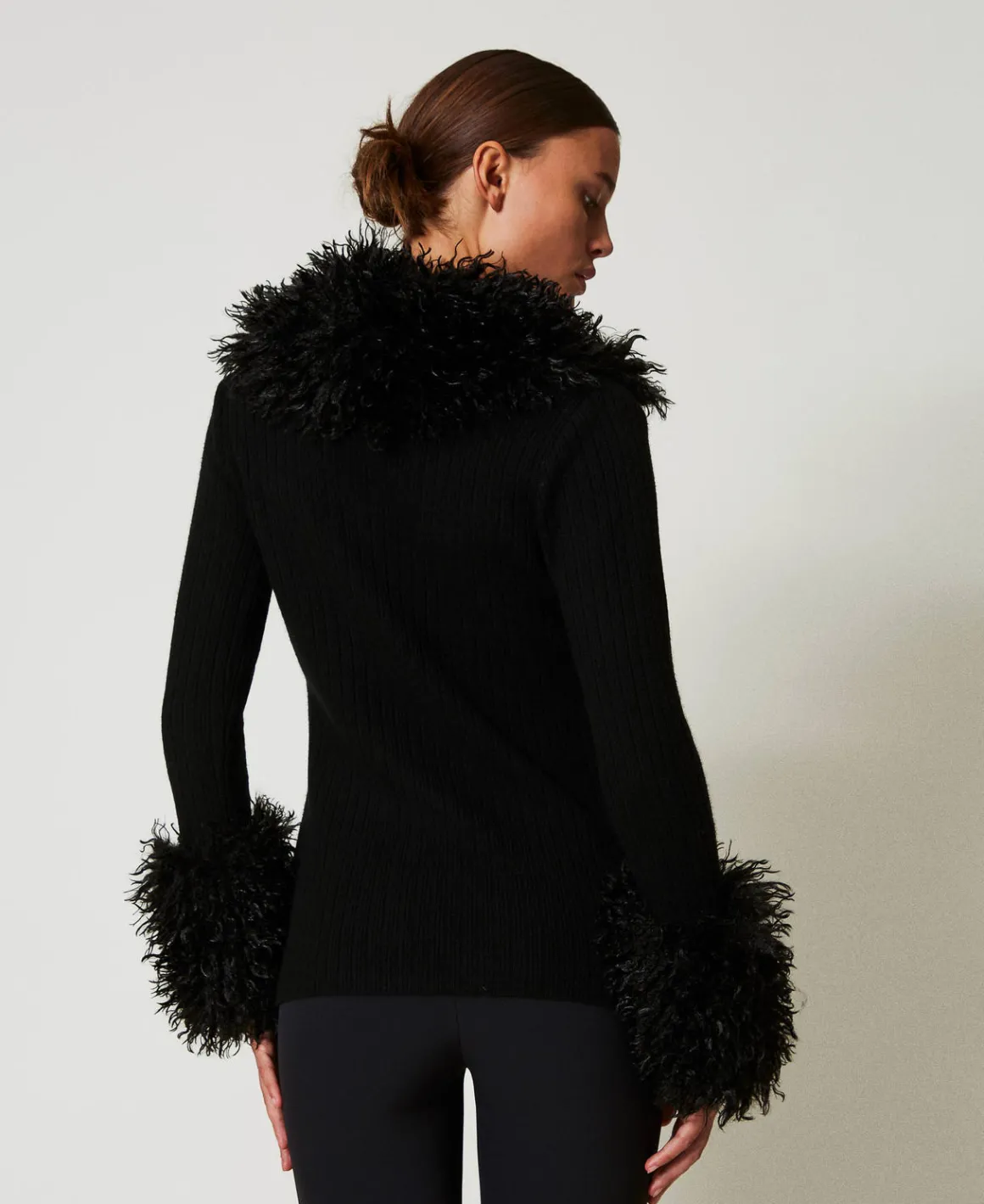 TWINSET Milano Cardigan In Misto Lana E Faux Fur | Maglie E Cardigan