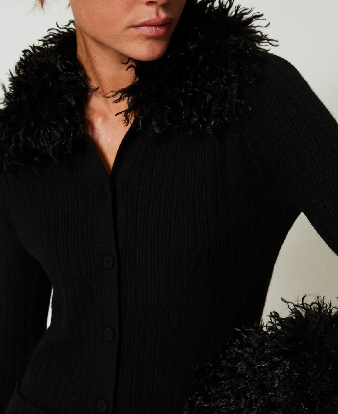 TWINSET Milano Cardigan In Misto Lana E Faux Fur | Maglie E Cardigan