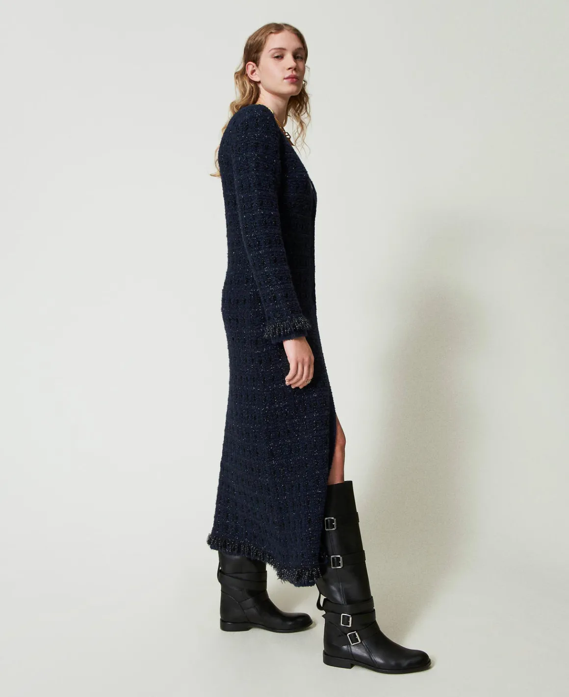 TWINSET Milano Cardigan Lungo Jacquard Check | Cappotti E Trench | Maglie E Cardigan