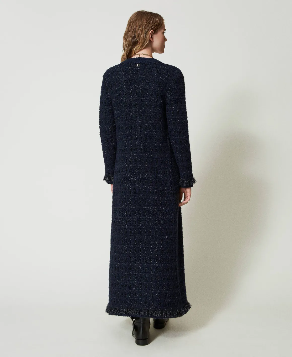 TWINSET Milano Cardigan Lungo Jacquard Check | Cappotti E Trench | Maglie E Cardigan