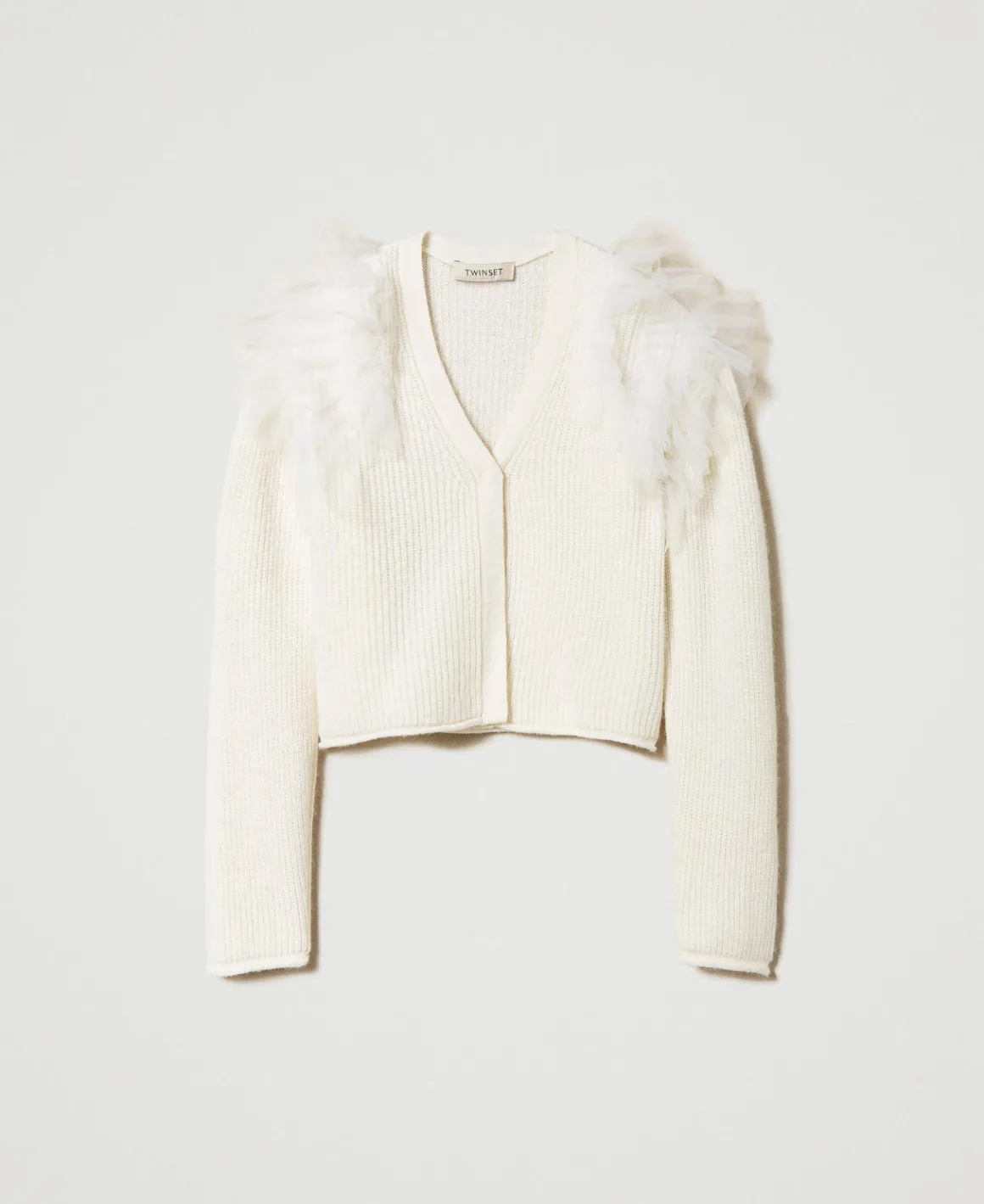 TWINSET Milano Cardigan Regular Con Balze In Tulle | Maglie E Cardigan