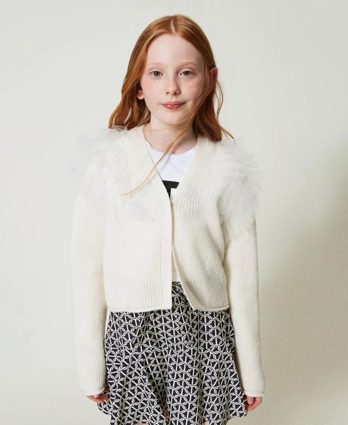 TWINSET Milano Cardigan Regular Con Balze In Tulle | Maglie E Cardigan
