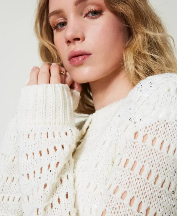 TWINSET Milano Cardigan Traforato Con Paillettes | Maglie E Cardigan