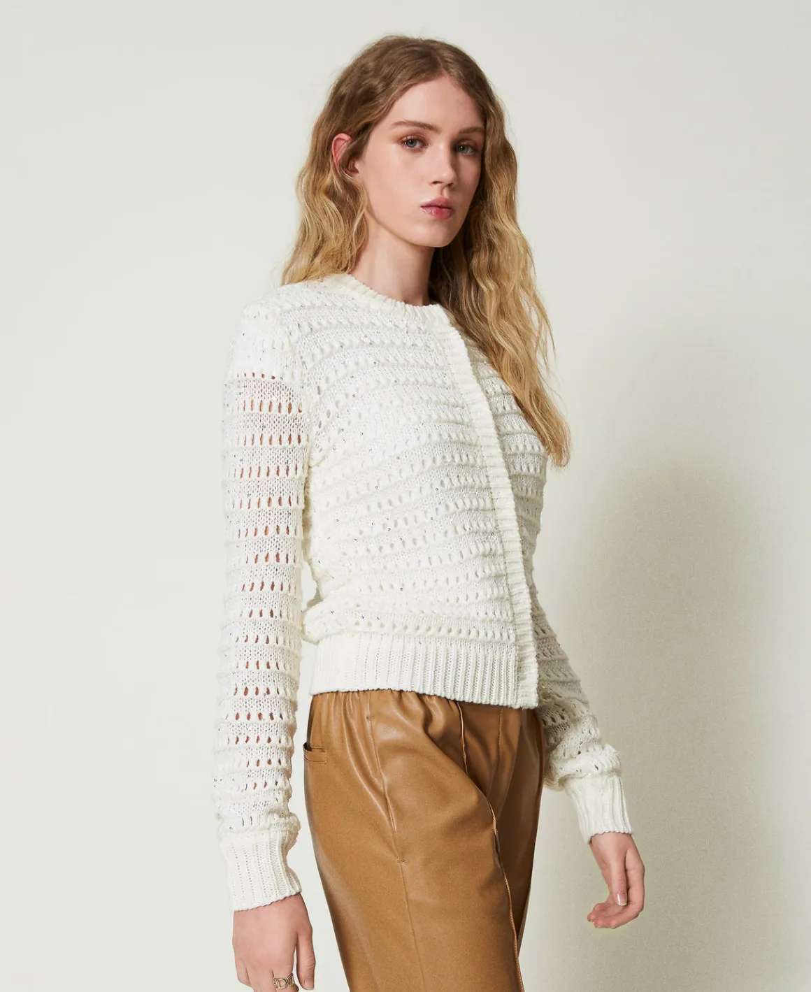 TWINSET Milano Cardigan Traforato Con Paillettes | Maglie E Cardigan