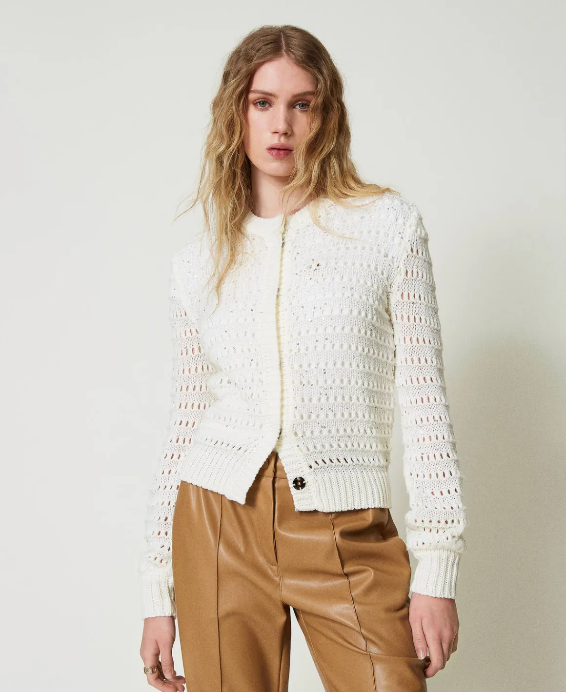 TWINSET Milano Cardigan Traforato Con Paillettes | Maglie E Cardigan