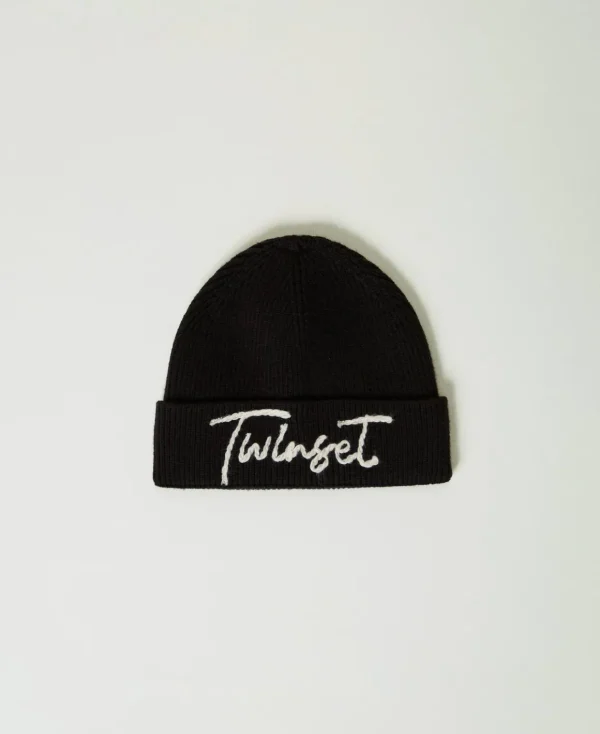 TWINSET Milano Cuffia In Maglia Con Ricamo Logo | Cappelli
