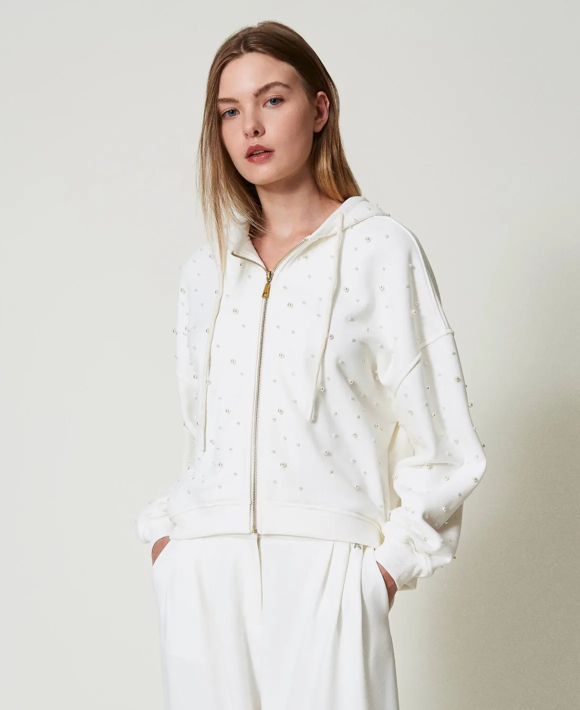 TWINSET Milano Felpa Asimmetrica Con Perle | Felpe