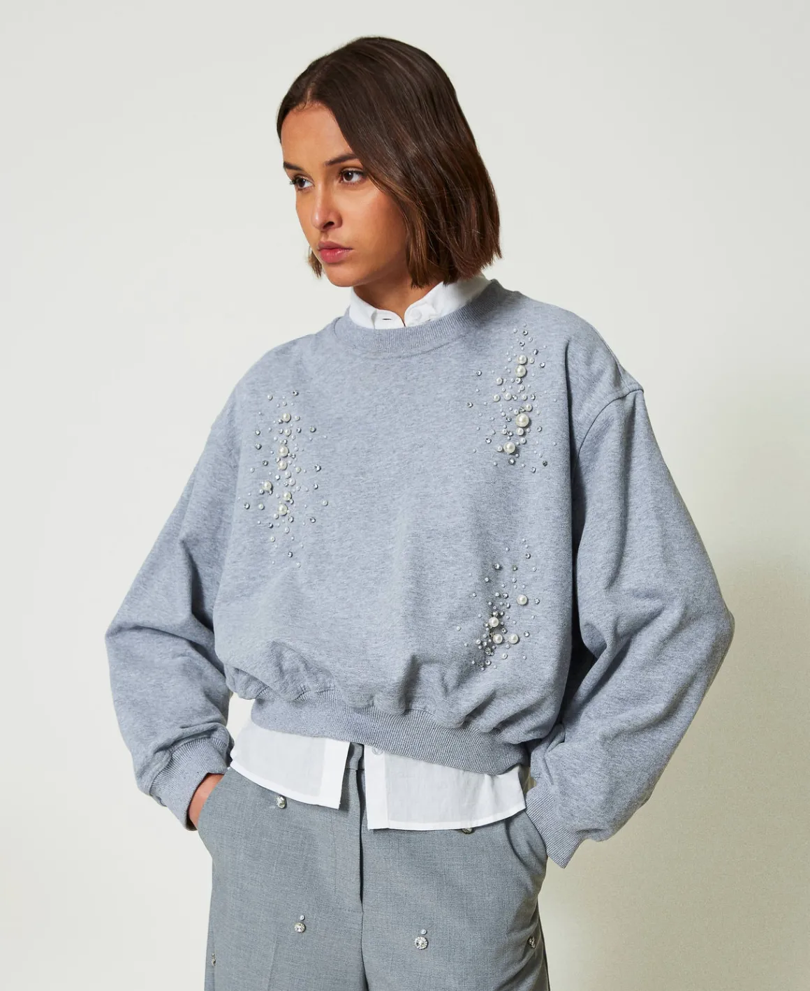 TWINSET Milano Felpa Boxy Con Ricamo A Mano | Felpe
