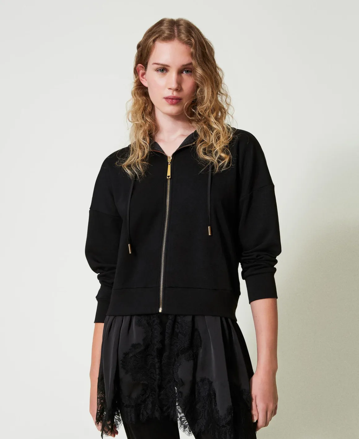 TWINSET Milano Felpa Con Raso E Pizzo | Felpe