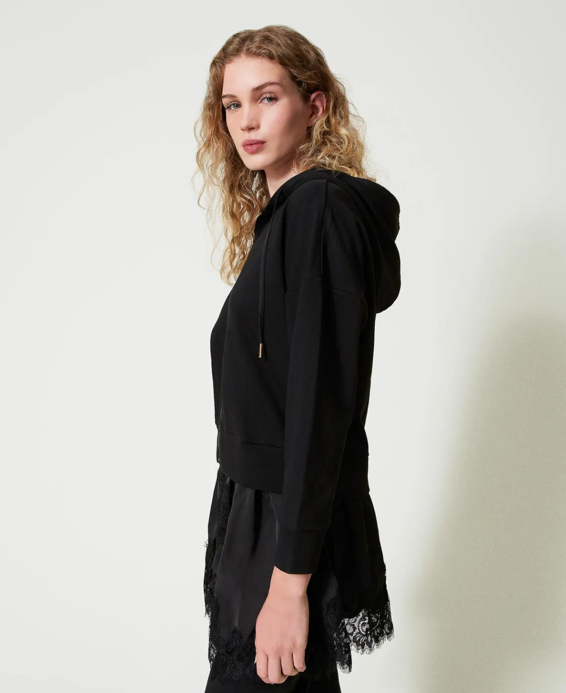 TWINSET Milano Felpa Con Raso E Pizzo | Felpe