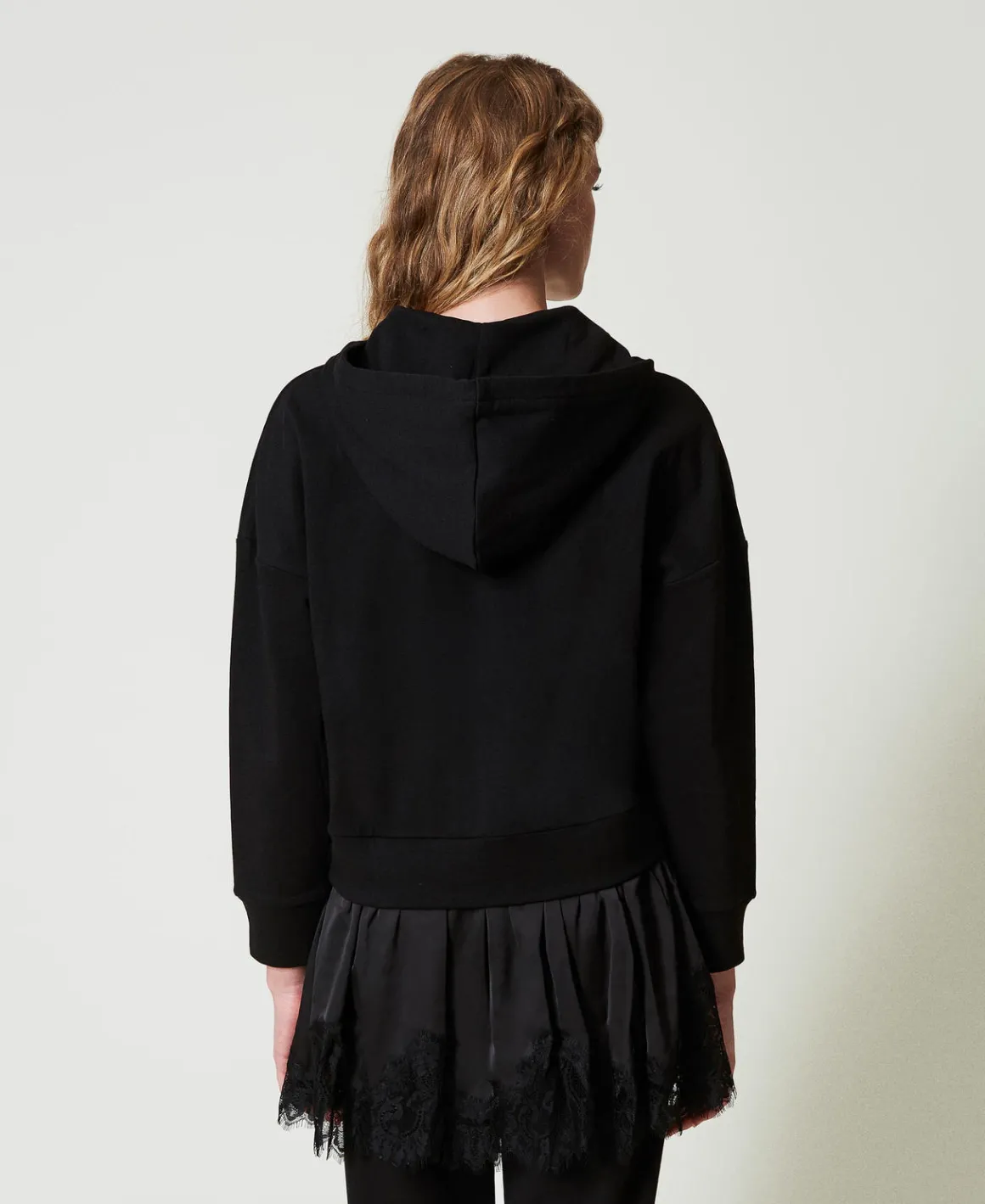 TWINSET Milano Felpa Con Raso E Pizzo | Felpe