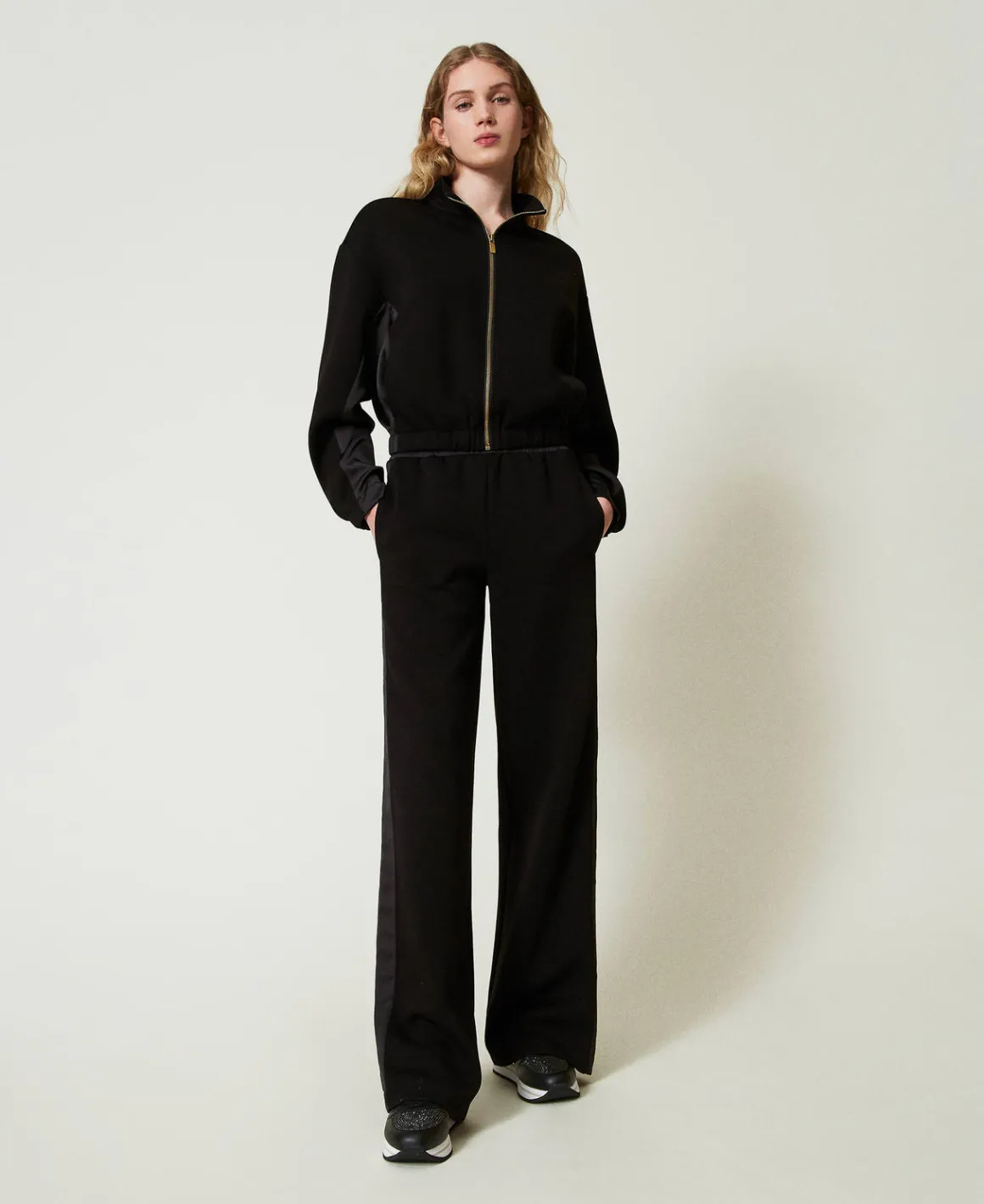 TWINSET Milano Felpa Con Zip E Pantaloni A Palazzo | Pantaloni Ampi E A Palazzo | Felpe