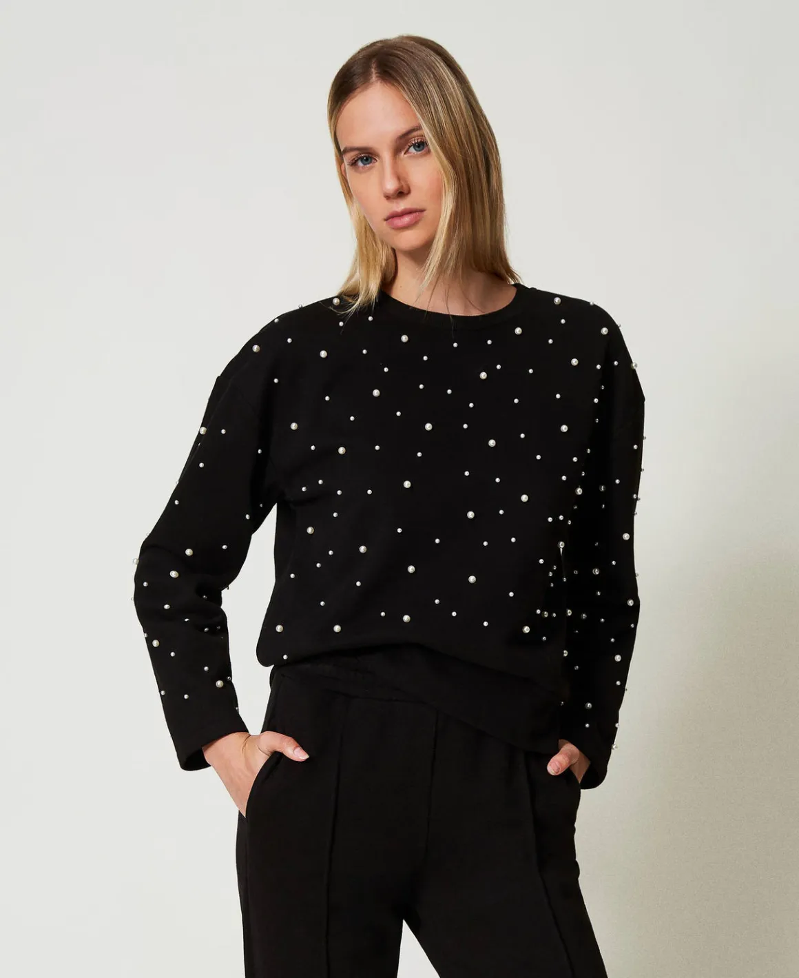 TWINSET Milano Felpa Girocollo Con Perle | Felpe