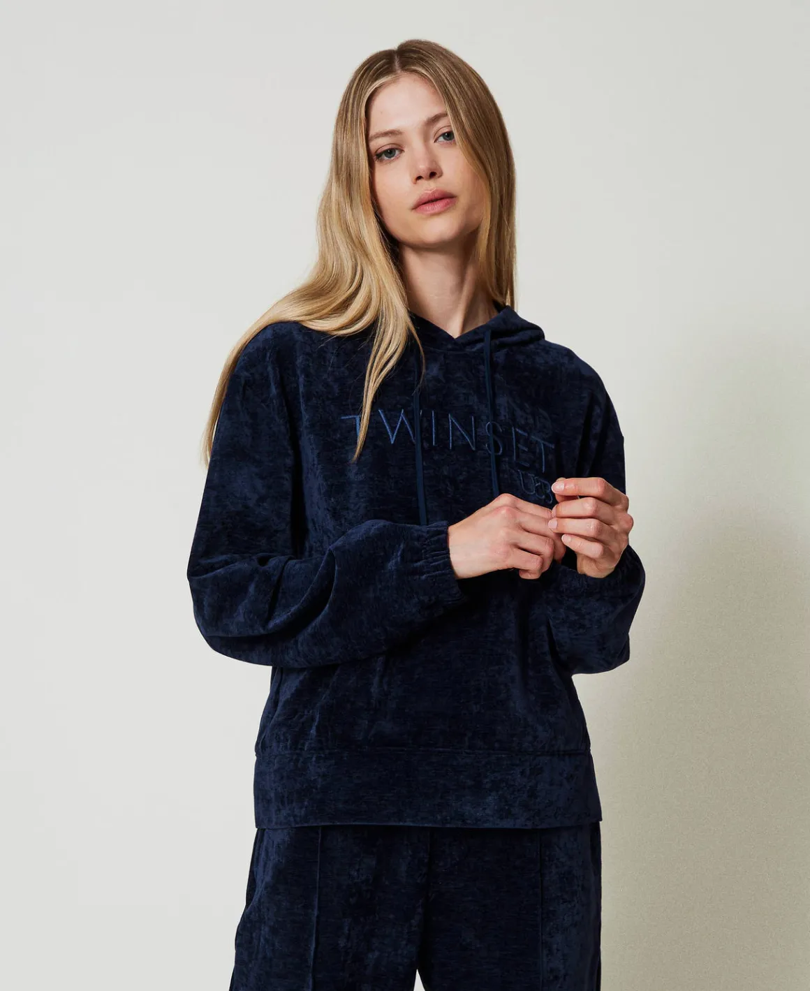 TWINSET Milano Felpa In Velluto Con Logo Ricamato | Felpe