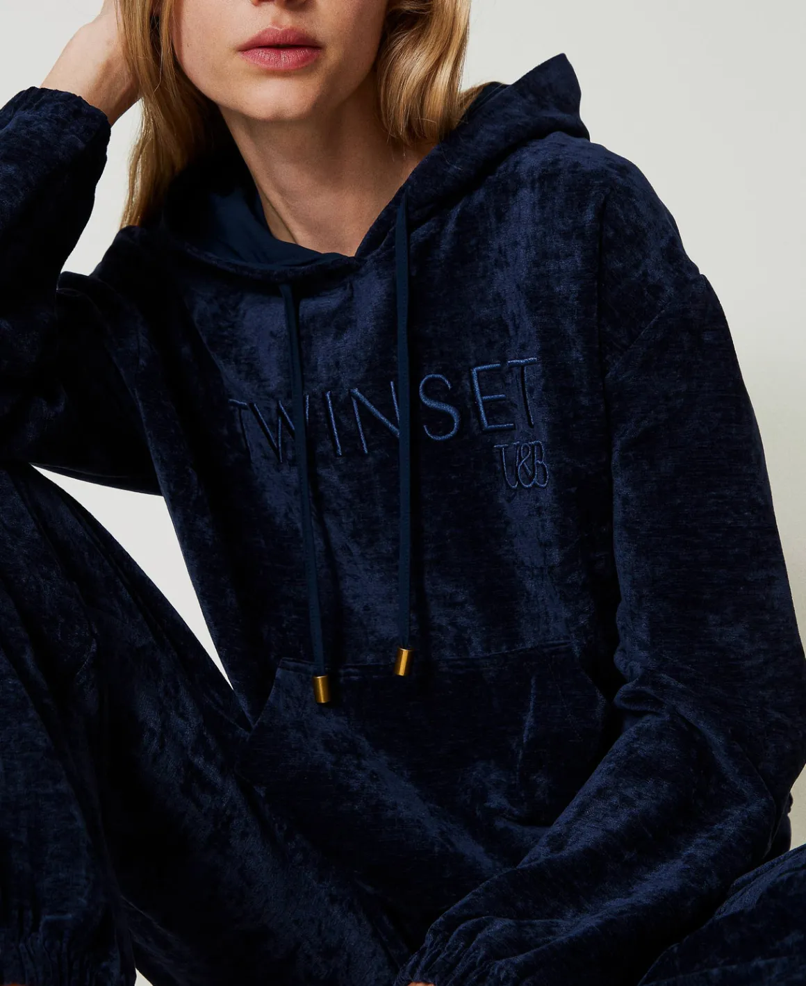 TWINSET Milano Felpa In Velluto Con Logo Ricamato | Felpe