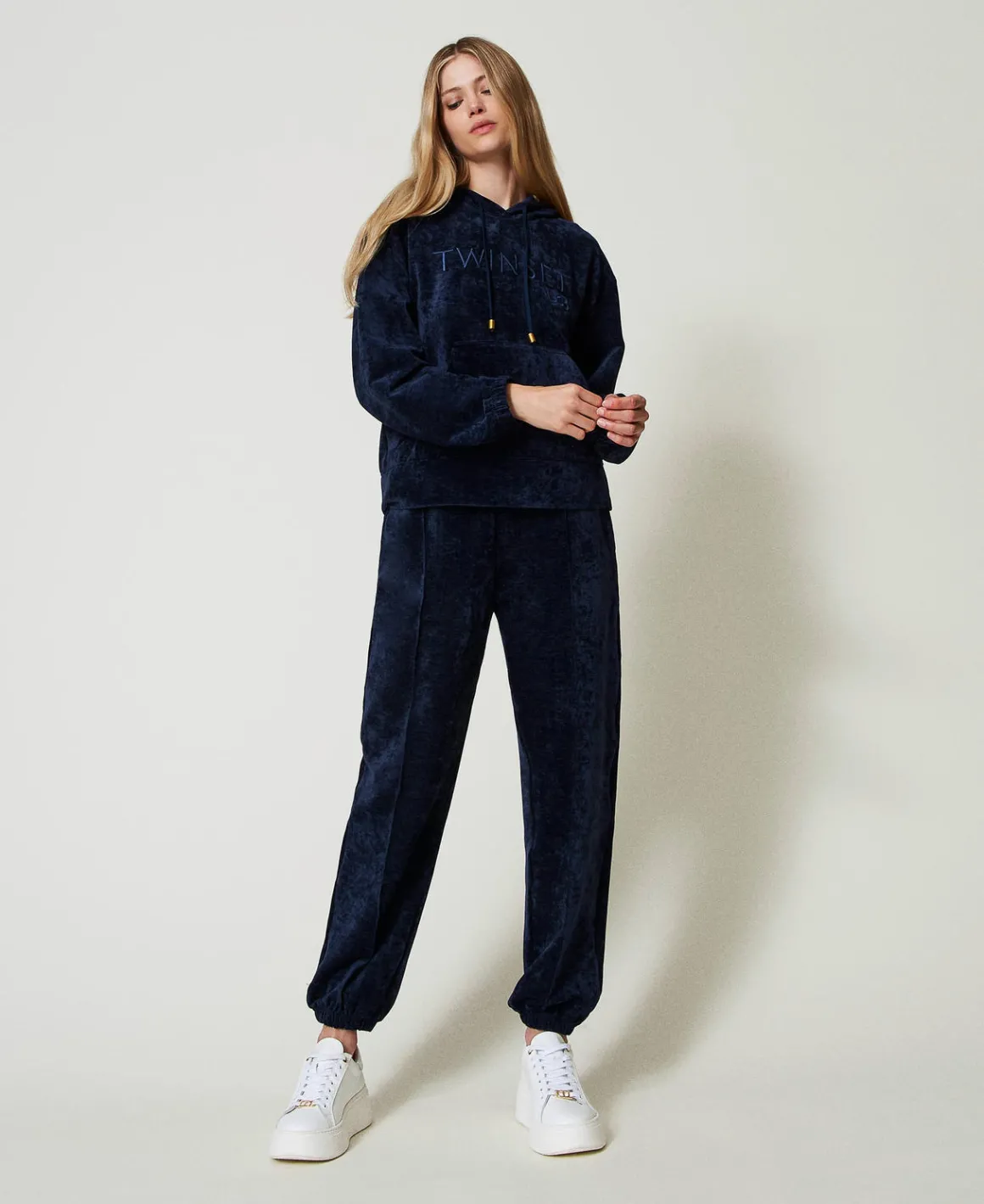 TWINSET Milano Felpa In Velluto Con Logo Ricamato | Felpe