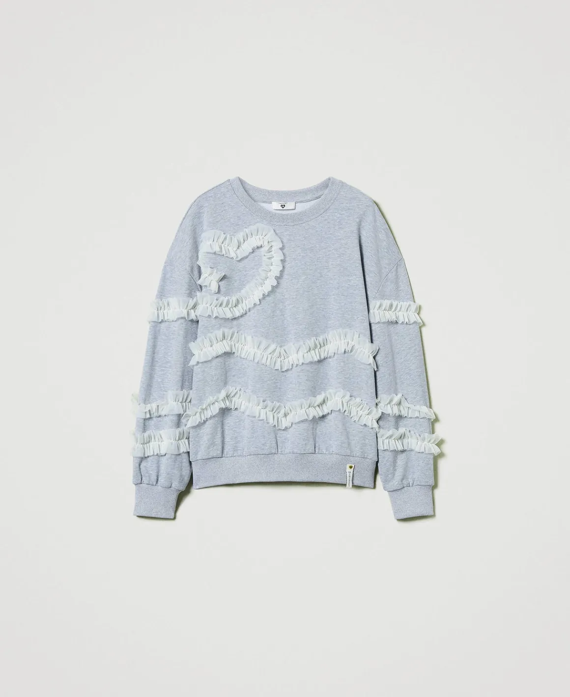 TWINSET Milano Felpa Mélange Con Volant In Tulle | Felpe