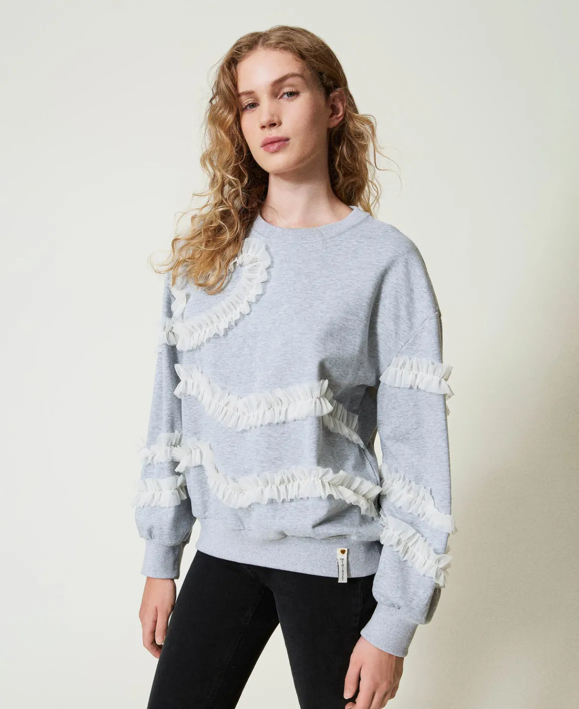 TWINSET Milano Felpa Mélange Con Volant In Tulle | Felpe