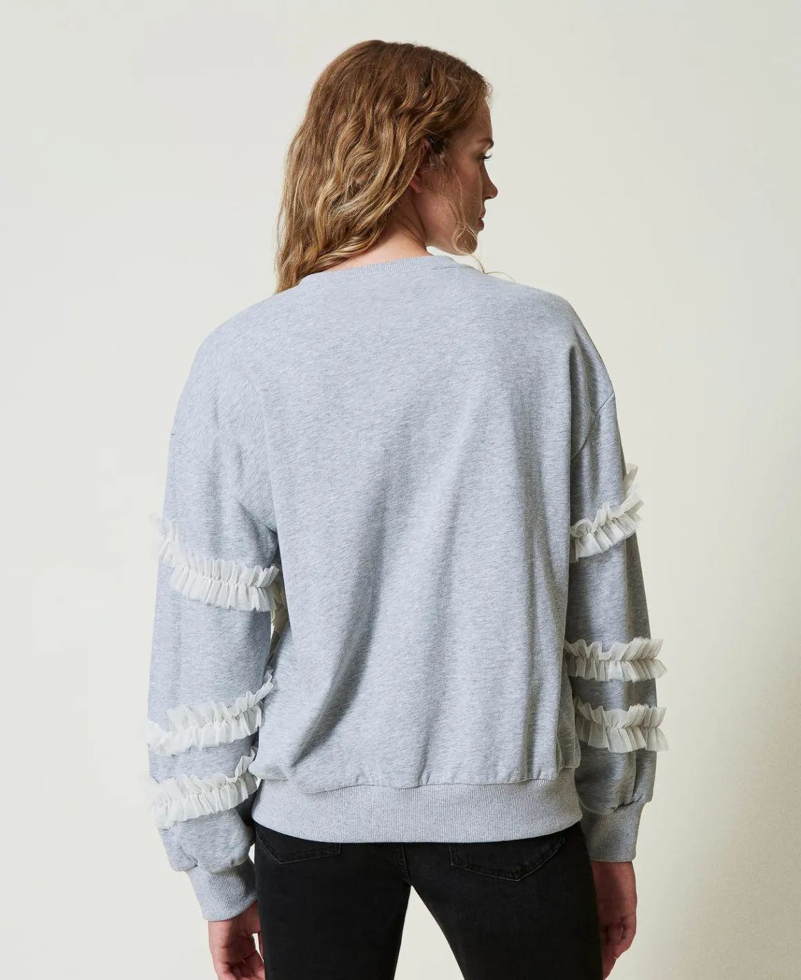 TWINSET Milano Felpa Mélange Con Volant In Tulle | Felpe