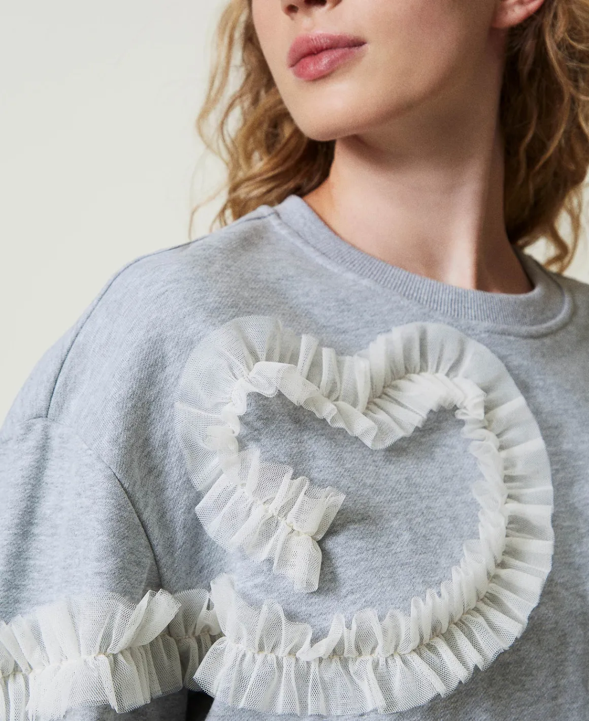 TWINSET Milano Felpa Mélange Con Volant In Tulle | Felpe