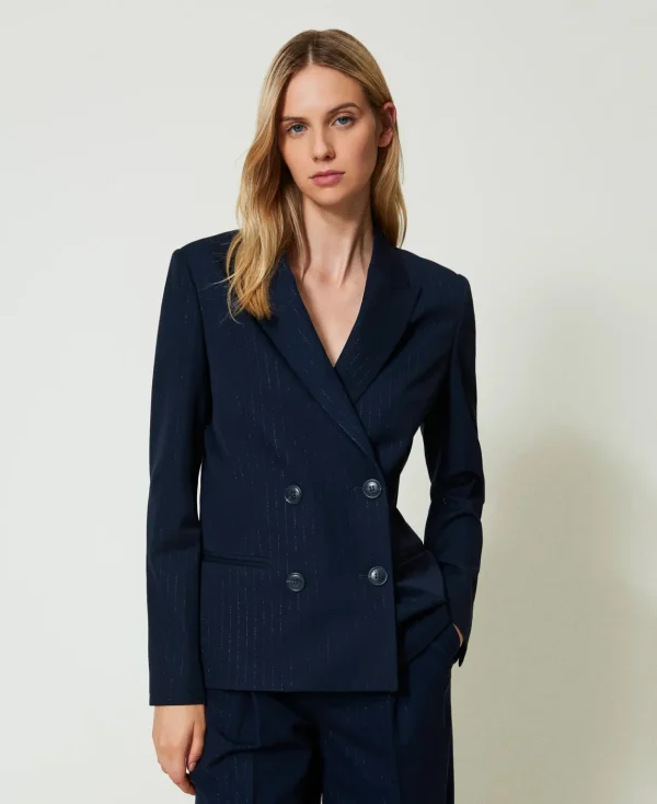 TWINSET Milano Giacca Blazer Gessata Lurex | Giacche E Piumini | Blazer