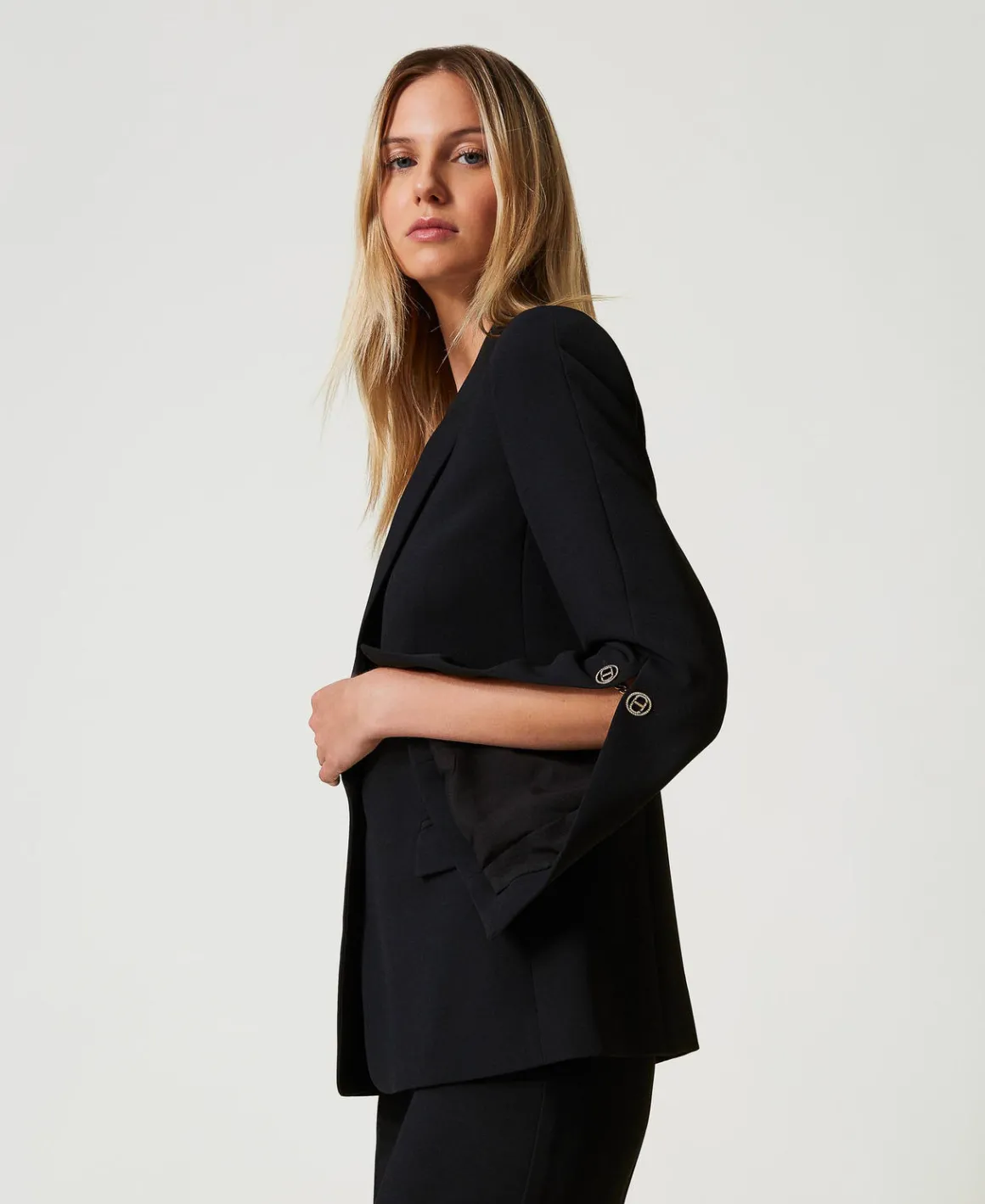 TWINSET Milano Giacca Blazer In Crêpe Cady Con Gemelli | Blazer | Giacche E Piumini