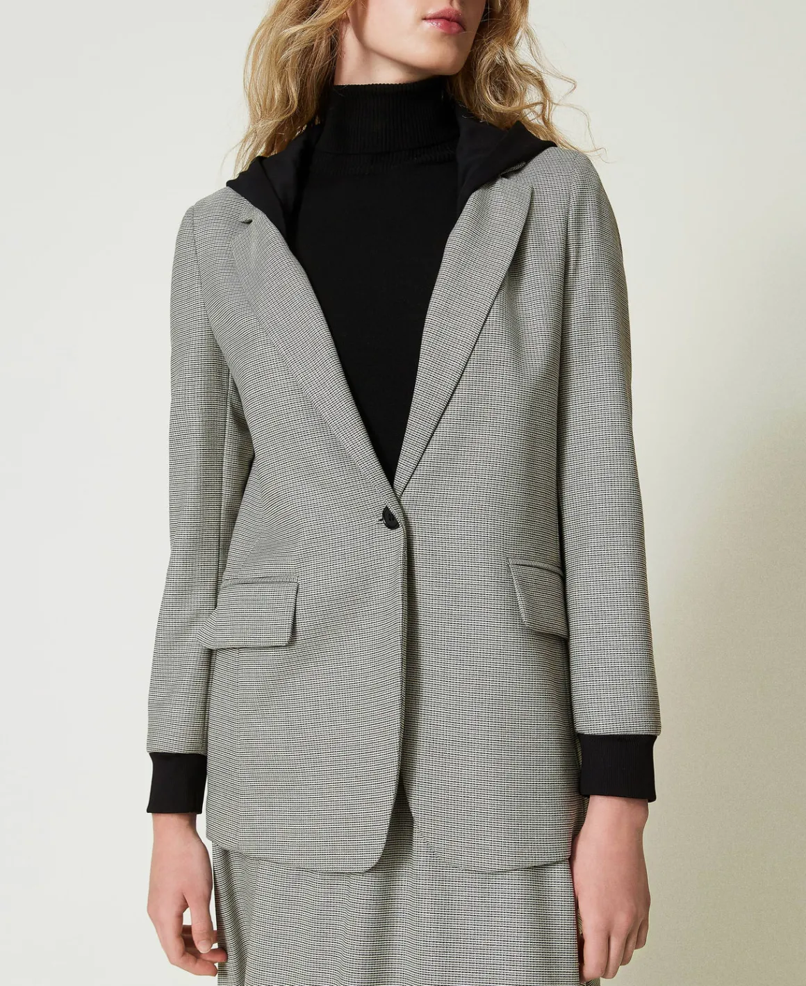 TWINSET Milano Giacca Blazer In Pied De Poule Con Cappuccio | Giacche E Piumini | Blazer