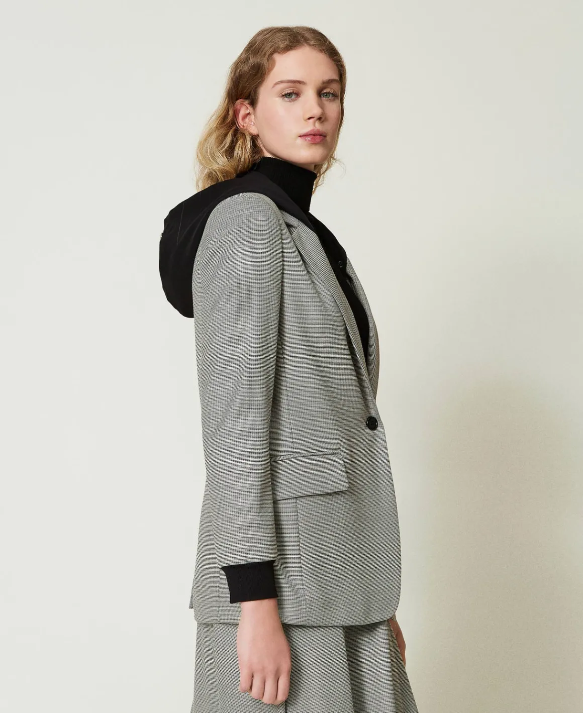 TWINSET Milano Giacca Blazer In Pied De Poule Con Cappuccio | Giacche E Piumini | Blazer