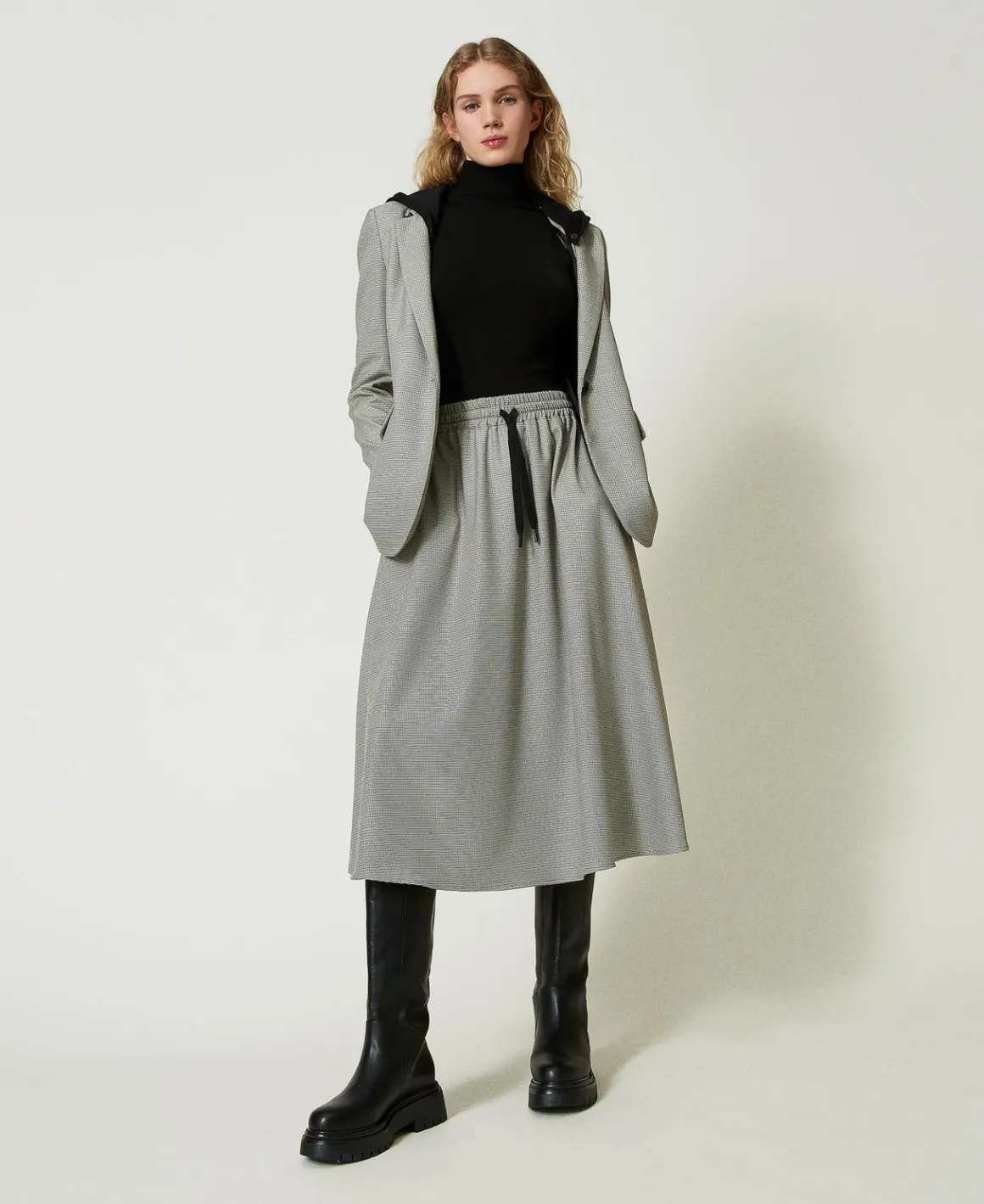 TWINSET Milano Giacca Blazer In Pied De Poule Con Cappuccio | Giacche E Piumini | Blazer
