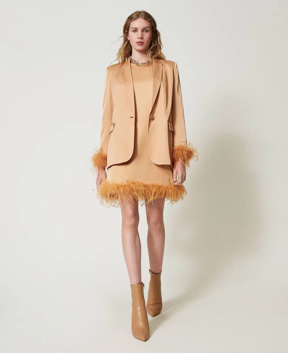 TWINSET Milano Giacca Blazer In Raso Con Piume | Giacche E Piumini | Blazer
