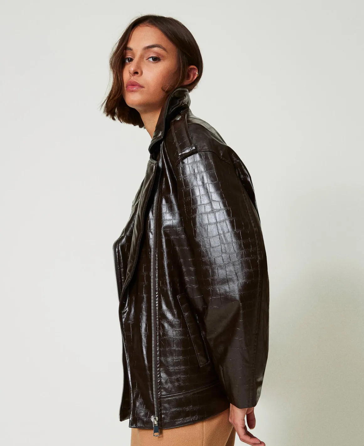 TWINSET Milano Giacca Chiodo Con Stampa Animalier | Giacche E Piumini