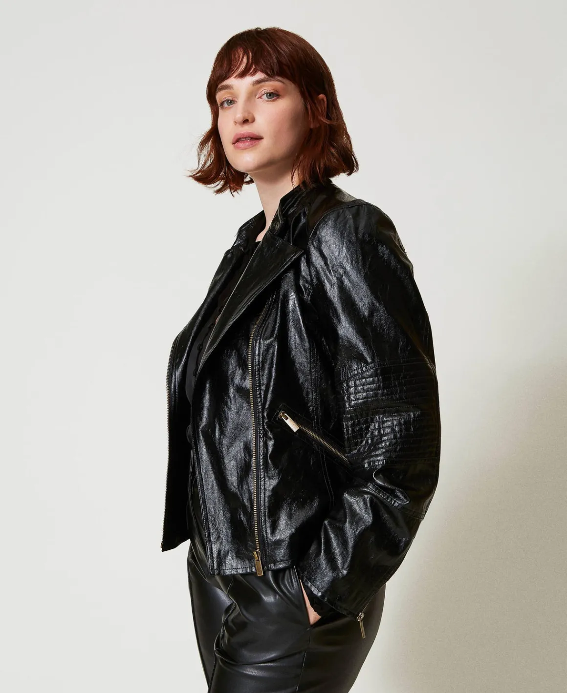 TWINSET Milano Giacca Chiodo Effetto Pelle Con Zip | Giacche E Piumini