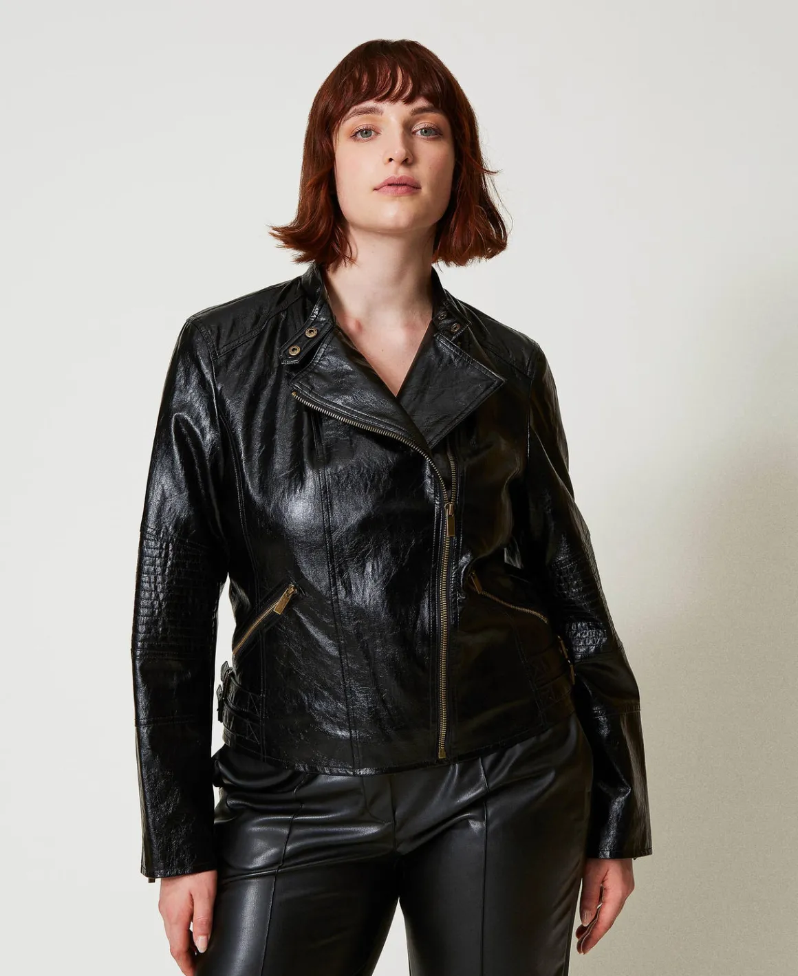 TWINSET Milano Giacca Chiodo Effetto Pelle Con Zip | Giacche E Piumini