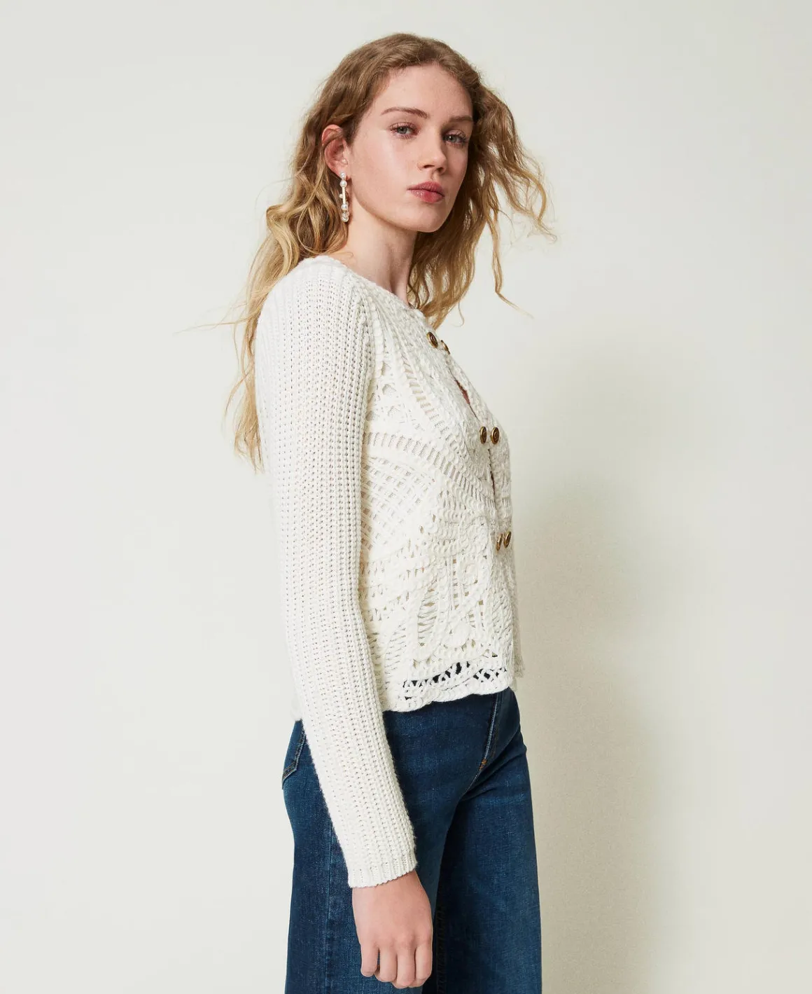 TWINSET Milano Giacca In Maglia Misto Lana Crochet | Giacche E Piumini | Blazer