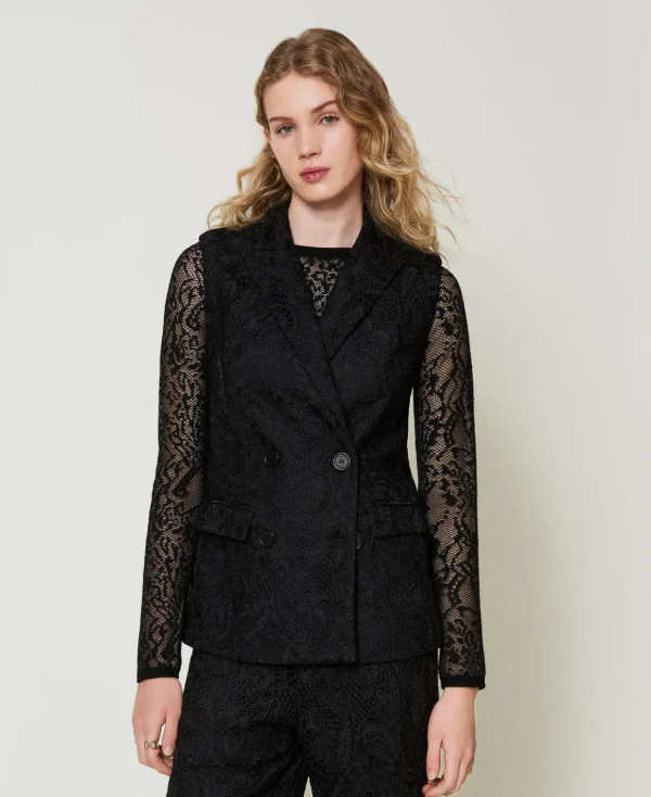 TWINSET Milano Gilet Doppiopetto In Pizzo Macramè | Giacche E Piumini | Blazer