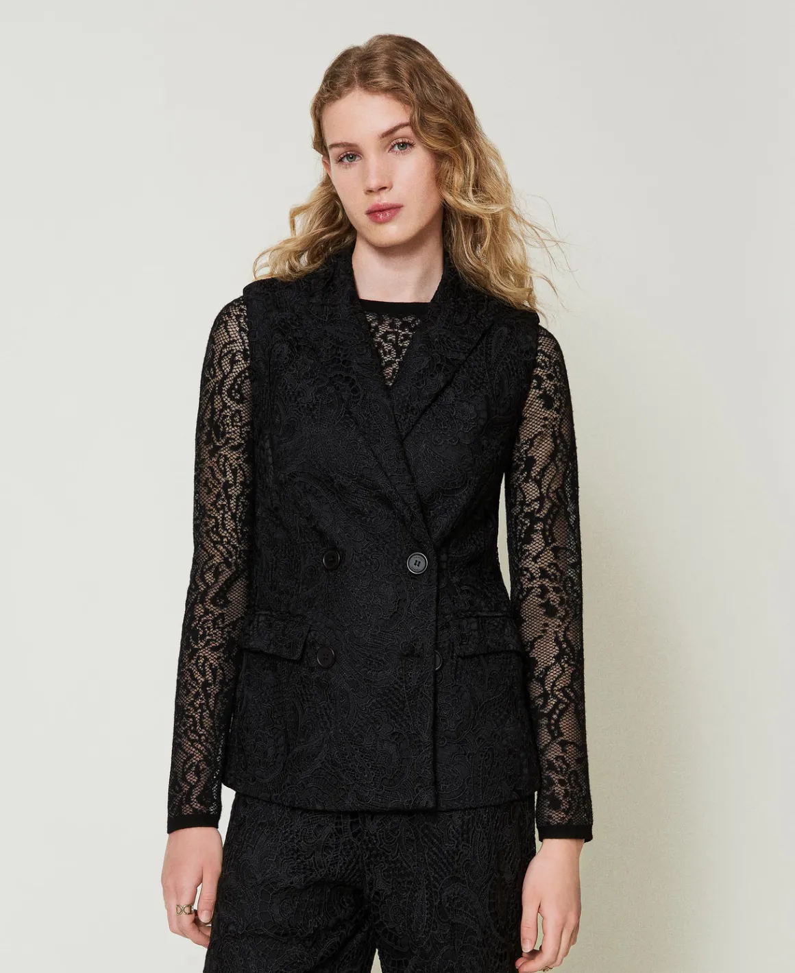 TWINSET Milano Gilet Doppiopetto In Pizzo Macramè | Giacche E Piumini | Blazer