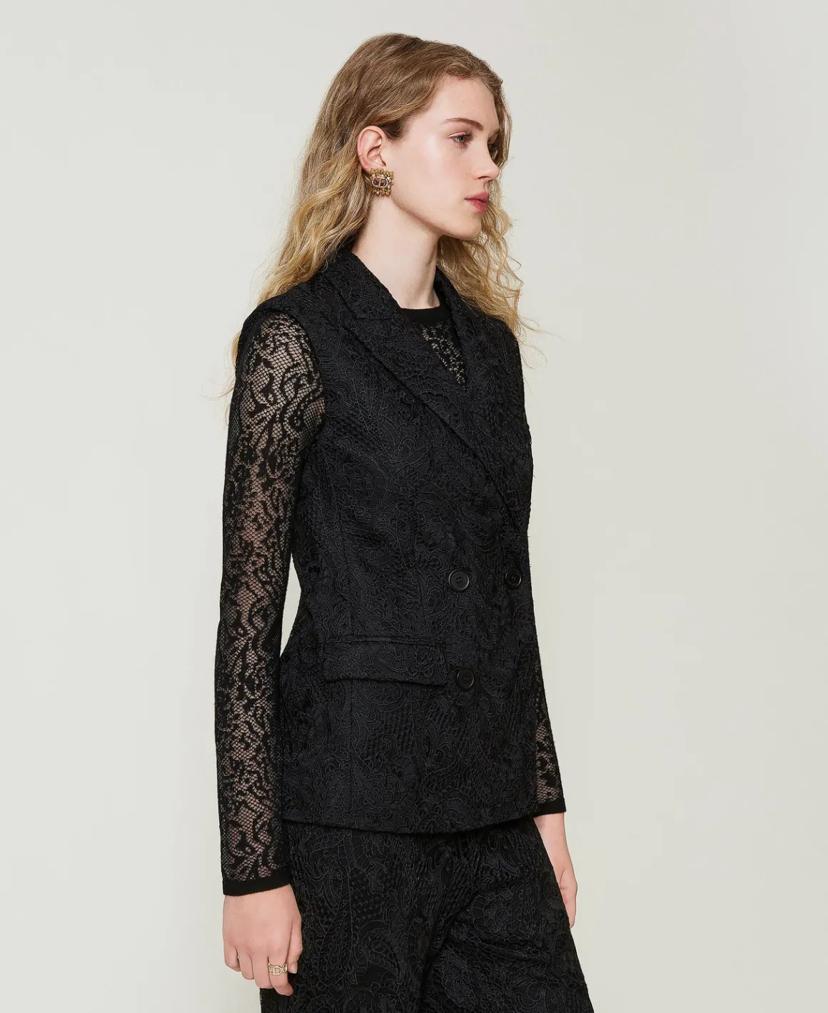 TWINSET Milano Gilet Doppiopetto In Pizzo Macramè | Giacche E Piumini | Blazer