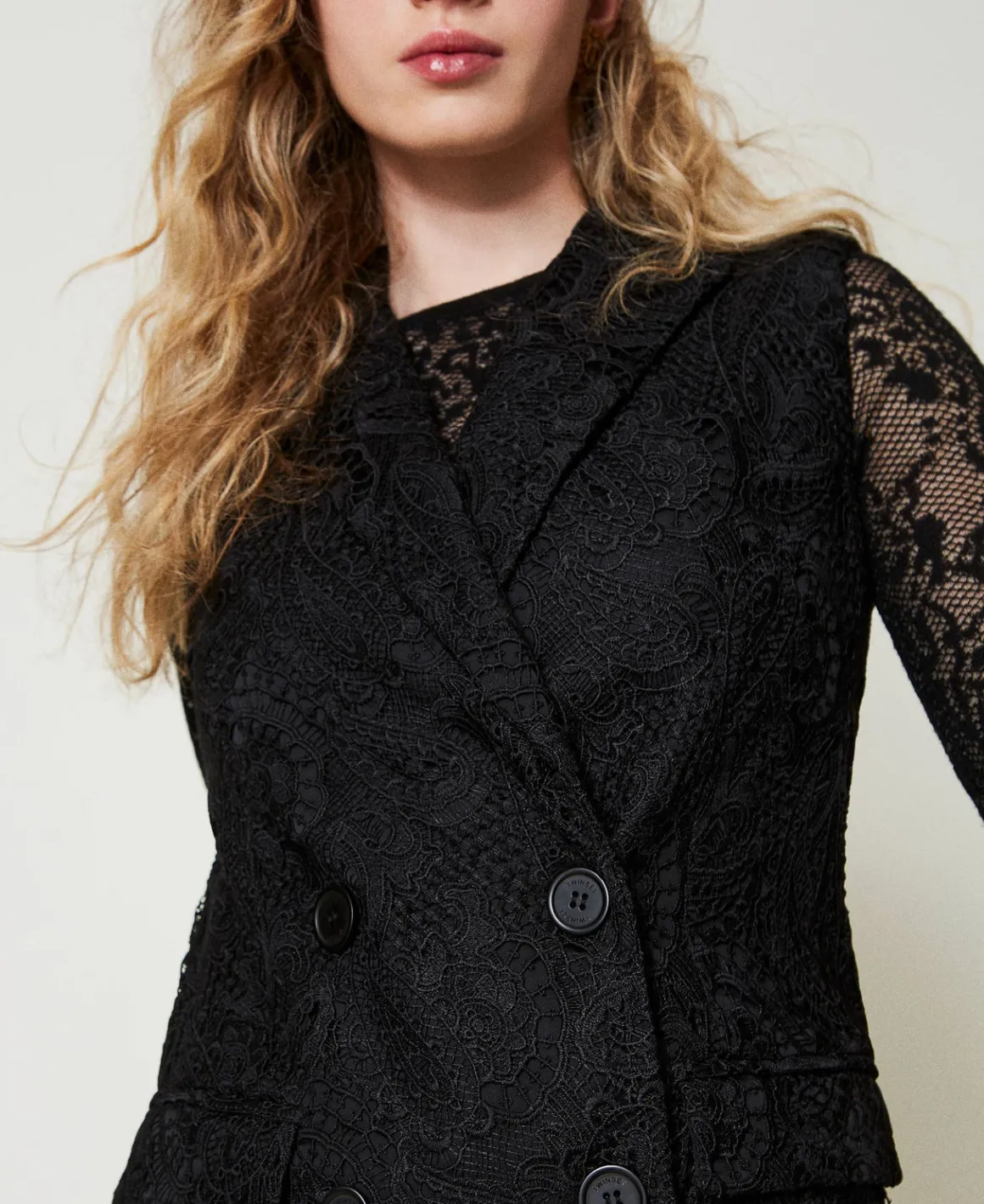TWINSET Milano Gilet Doppiopetto In Pizzo Macramè | Giacche E Piumini | Blazer