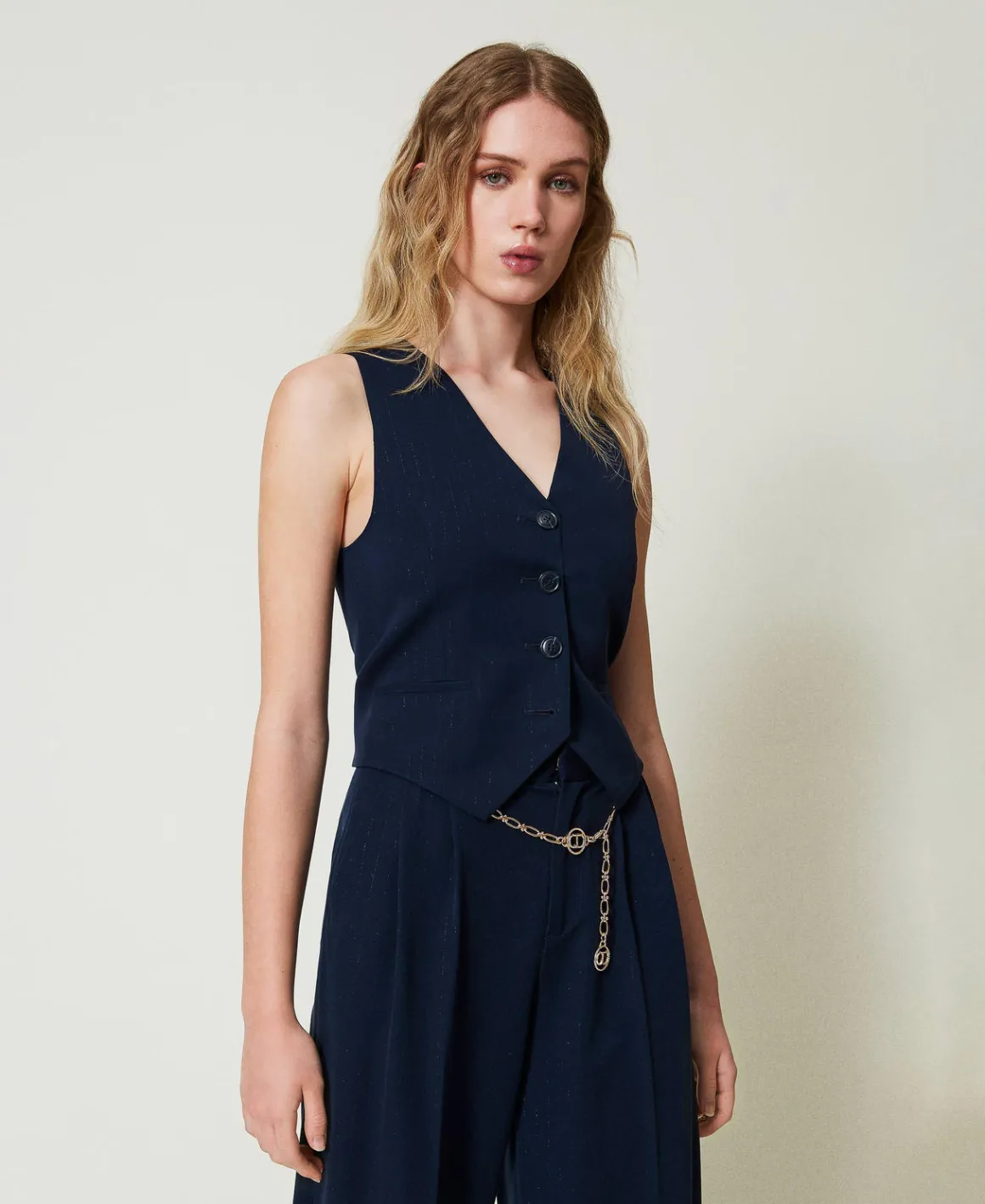 TWINSET Milano Gilet Fitted Gessato Lurex | Giacche E Piumini | Blazer