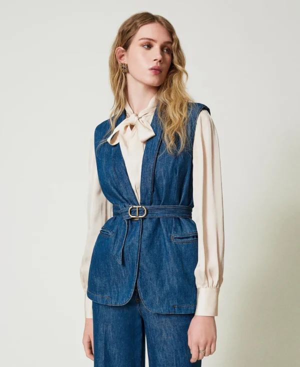 TWINSET Milano Gilet In Jeans Con Cintura | Giacche E Piumini | Blazer