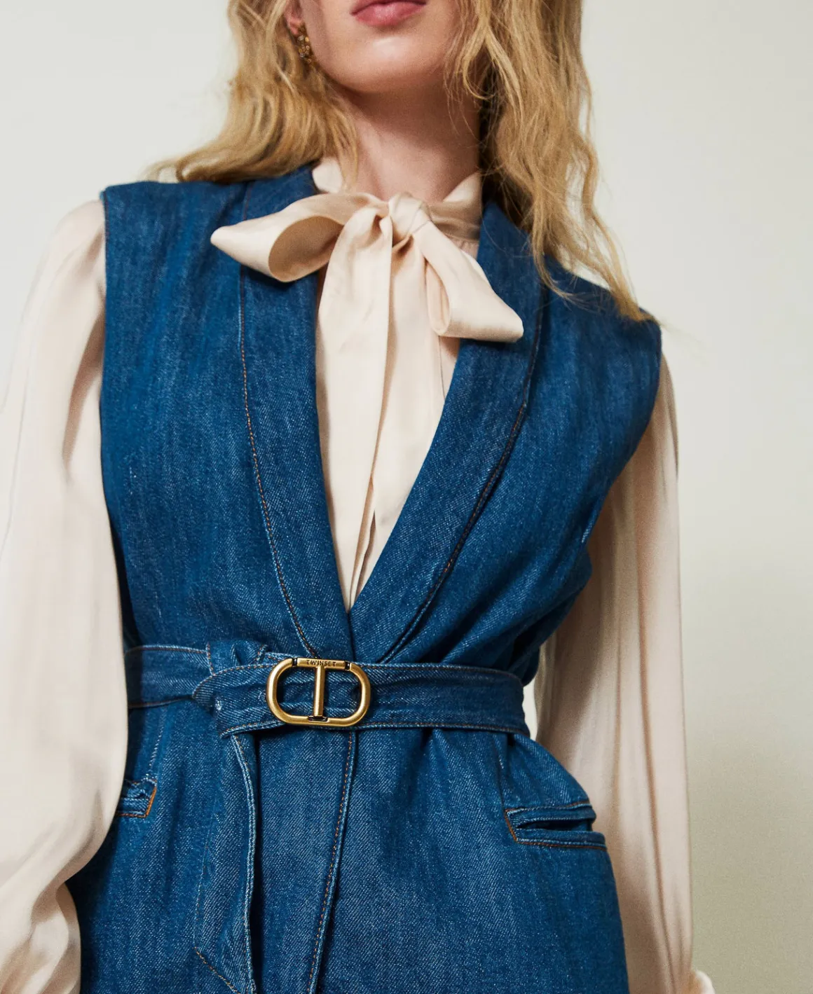 TWINSET Milano Gilet In Jeans Con Cintura | Giacche E Piumini | Blazer
