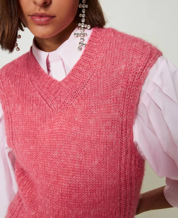 TWINSET Milano Gilet In Misto Lana Seamless | Maglie E Cardigan