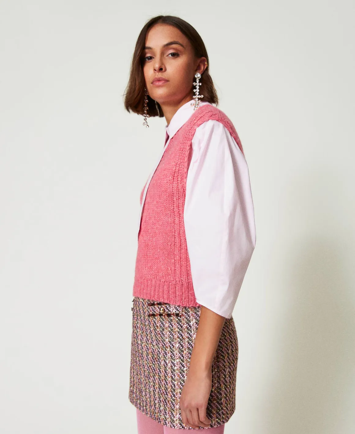 TWINSET Milano Gilet In Misto Lana Seamless | Maglie E Cardigan
