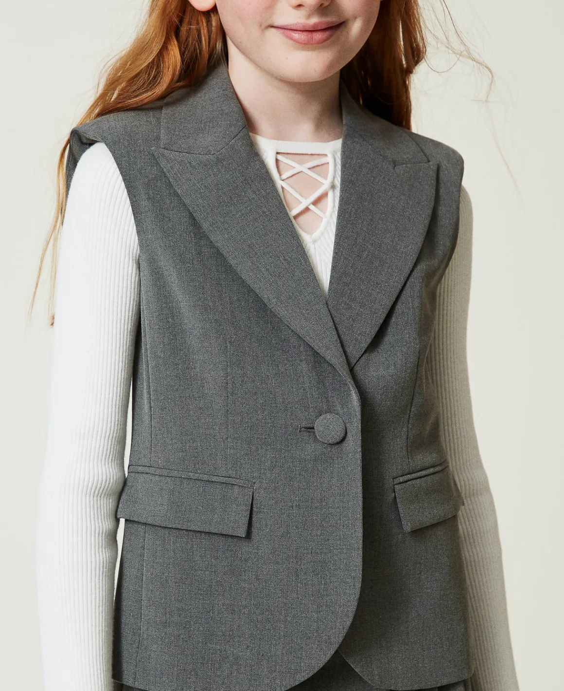 TWINSET Milano Gilet Monopetto In Flanella | Giacche E Capispalla