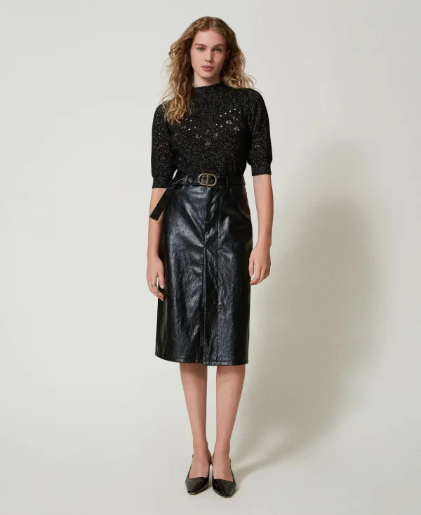 TWINSET Milano Gonna Longuette Effetto Pelle | Gonne